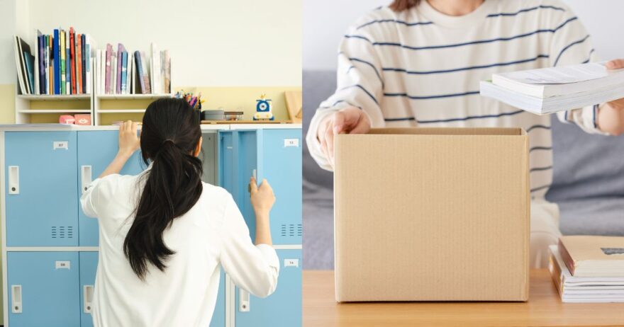 モノを動かして、部屋の整理をしている様子